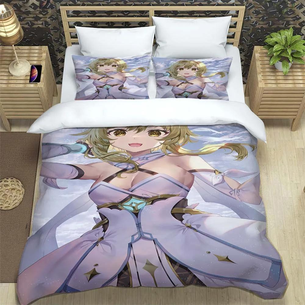 Anime Genshin Impact Animation Cartoon Soft And Comfortable Bedding Set Luxury Quilt Cover Customizable Comforter Bedding Sets