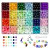 Juego de 1200 Cuentas de Vidrio DIY para Hacer Joyería 24 Colores 8 mm Pulsera de Cuentas de Cristal