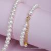 Set Collana e Bracciale da Donna con Perle d'Acqua Dolce Naturali e Nappa - Perle Quasi Rotonde 5-6mm, Argento S925 Regolabile