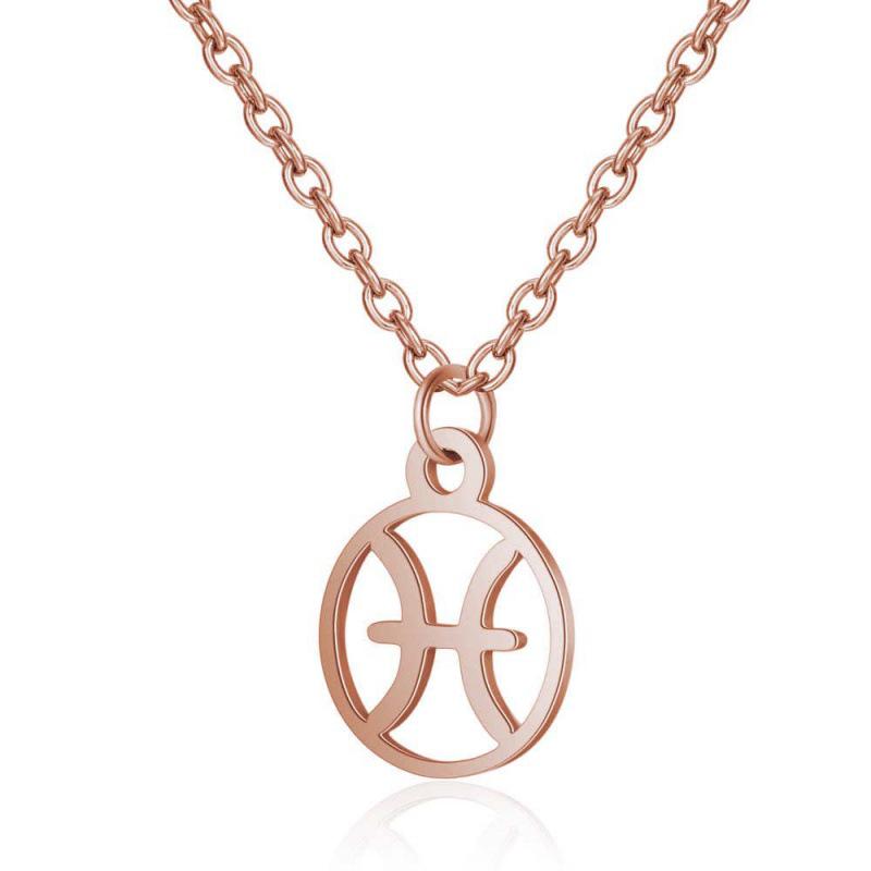 Stainless Steel Zodiac Pendant Necklace with Thin Chain
