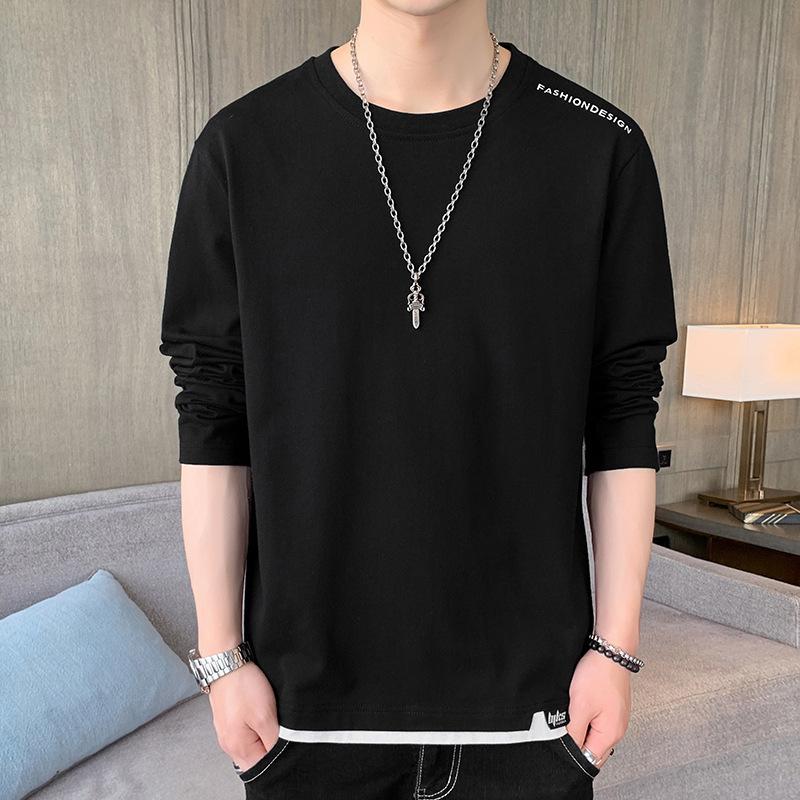 

Свитер мужской свободный повседневный мужской футболка с круглым вырезом модный хлопковый жакет базовая рубашка XXXXL чёрный