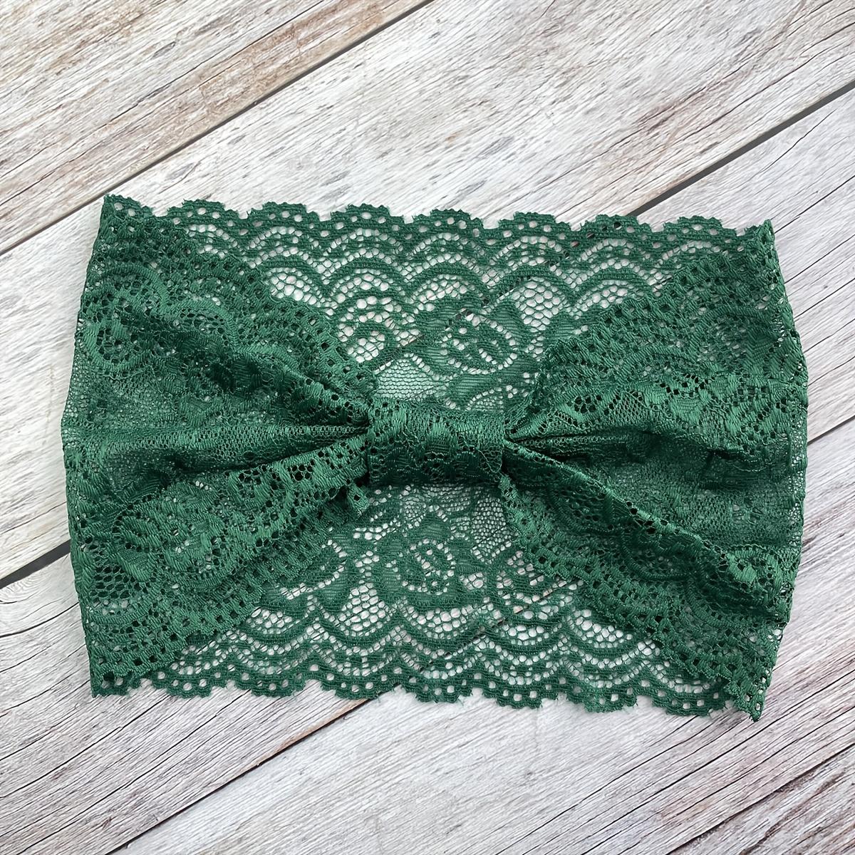 

5.91inch Wide Bohemian Solid Color Lace Trim Stylish Hairband Soft Elastic Headscarf for Yoga Fitness Weddings