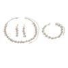 Elegant Sparkle Fashion Necklace, Earrings & Bracelet Set for Brides - Women's Rhinestone Jewelry 3-Piece Collection.