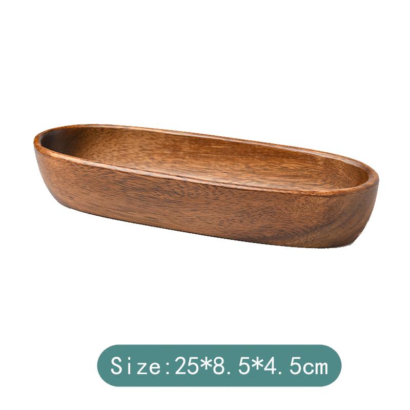 HeMu-Acacia Wood Solid Wood Dried Fruit Snack Plate, Salad Bowl, Multi-cell Snack Plate, Chinese Style