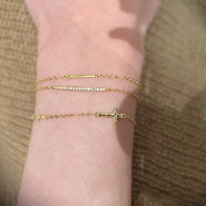 Xiaohongshu High-End Cold Style Double-Layer Stacked Diamond Bracelet for Women