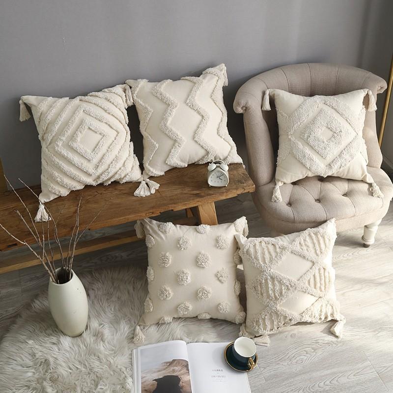 Nordic Ins Bohemian Style Tufted Retro Moroccan Ethnic Style Tassel Cushion Sofa Pillow Living Room Pillow