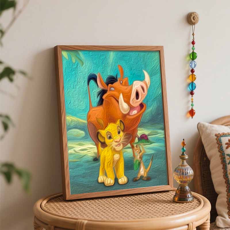 Disney The Lion King Simba Pumbaa Timon Digital Oil Painting Hand Painting Kit Diy Home Decoration