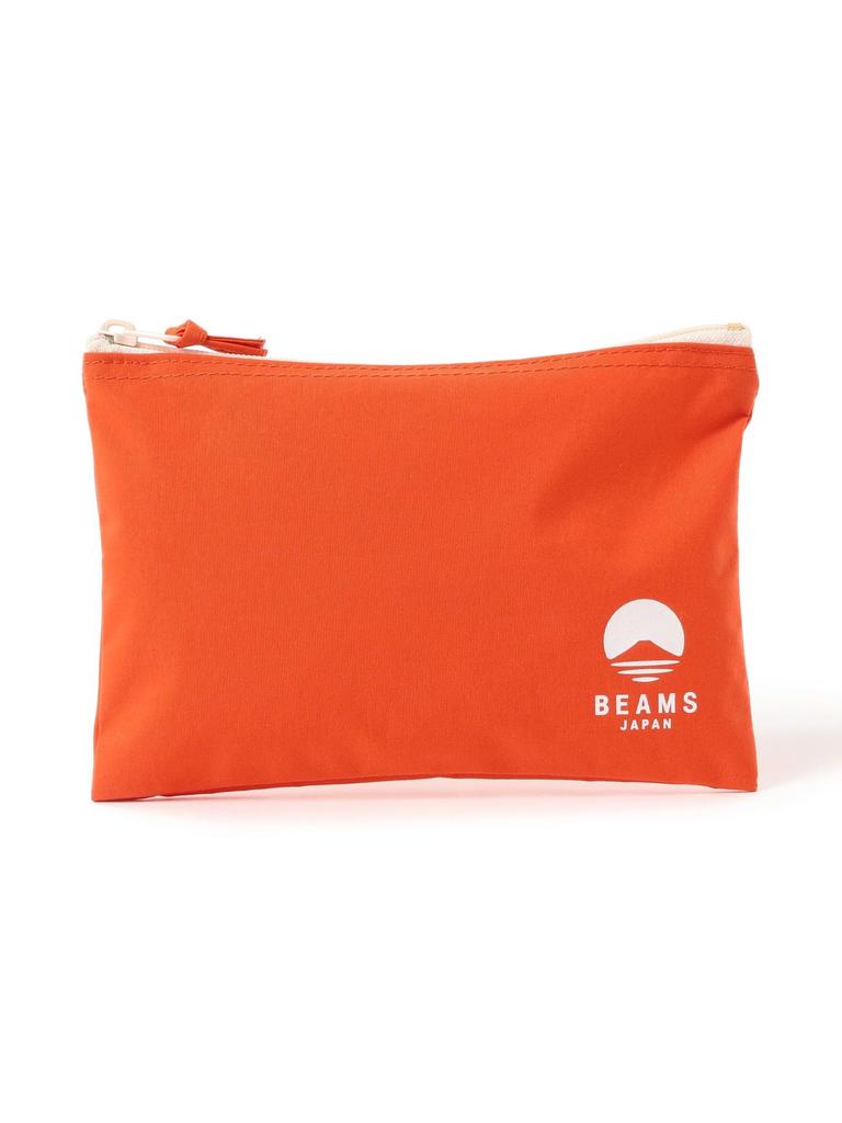 Beams Japan Logo Flat Pouch, Large, Orange, Free Size