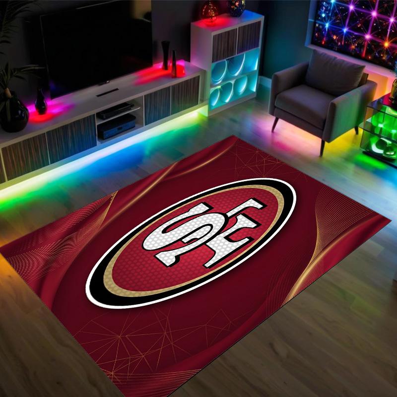 San Francisco 49ers Design Kristall Samt Teppich Gemütlich Nicht?Rutschfester Teppich mit Aufdruck für Schlafzimmer Wohnzimmer Eingang