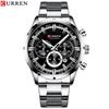 CURREN Herrenuhr Blaues Zifferblatt Edelstahlarmband Datum Herren Business Wasserdicht Herren Armbanduhren