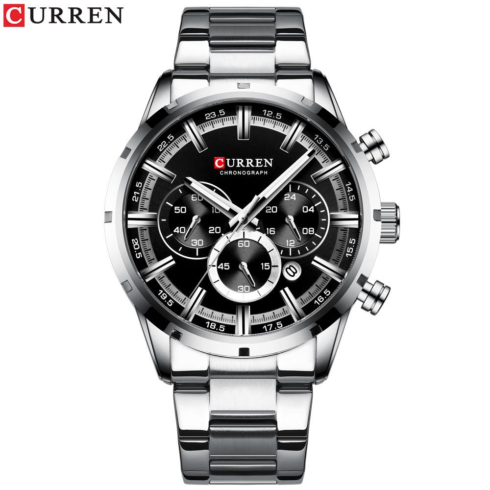 

Curren Men s Watch Blue Dial Stainless Steel Band Date Mens Business Waterproof Men Wrist Watches чорний/срібний
