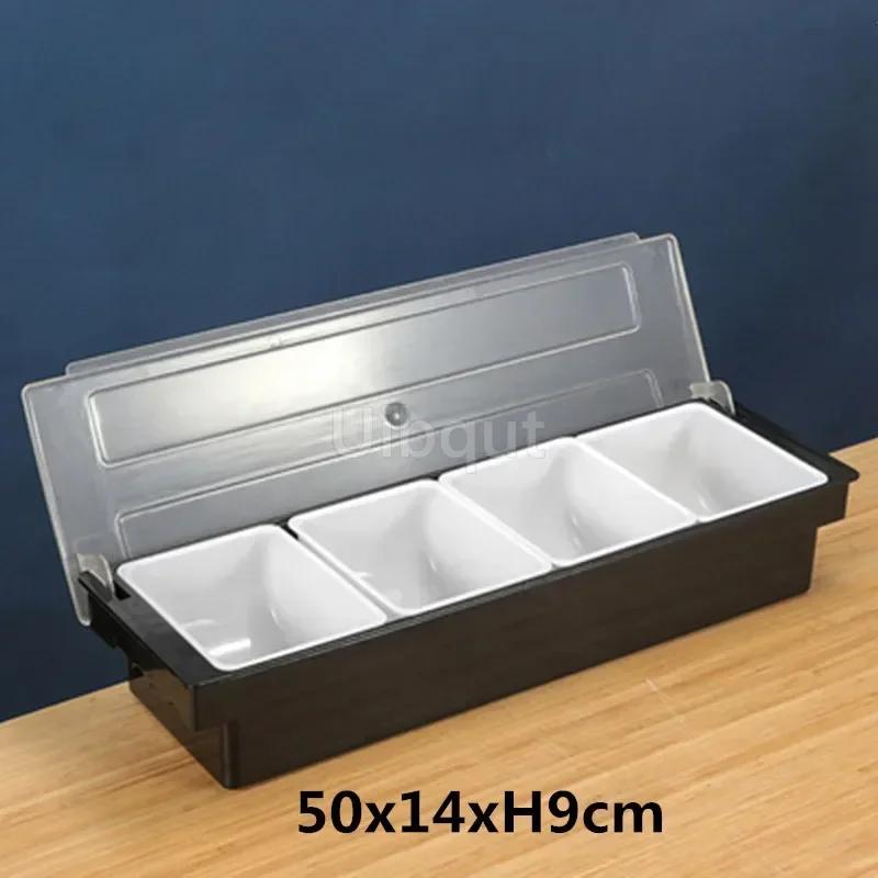 6 Compartment Seasoning Case Bar Condiment Box Holder Bar Drinks Fruit Garnish Cocktail Lime Lemo snack container storage box