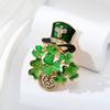 High-end Fashion Green Clover Hat Brooch High-end Alloy Oil Dripping Plant Corsage Clothing Pin
