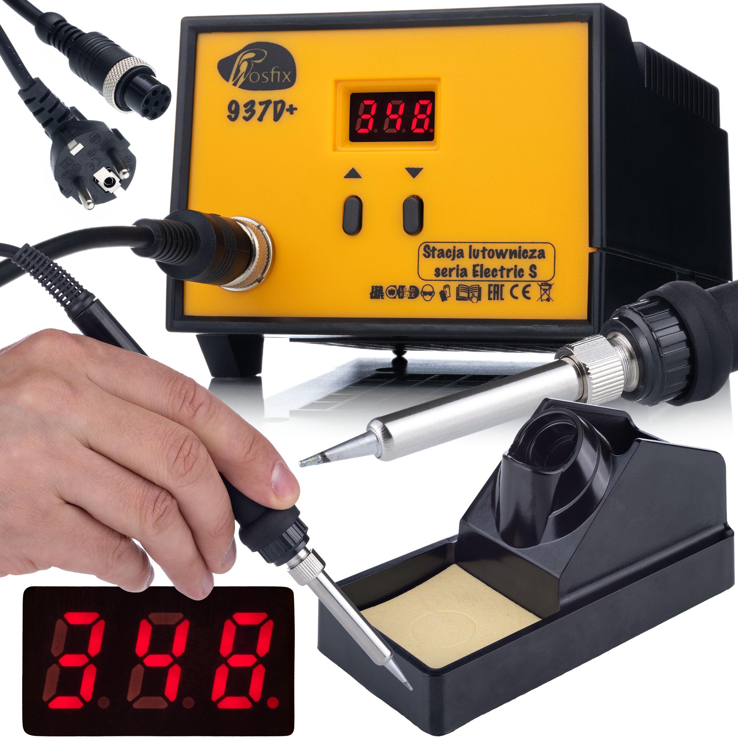 Rosfix Stacja Lutownicza 937D+ – Wysoka Moc 60W | Zakres Temperatury 200-480°C | Zabezpieczenie ESD Safe, Cyfrowy Wyświetlacz