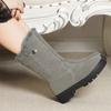 Elegant Ladies Shoes Large Size Warm Women's Snow Boots Medium Heels Designer Luxury Fashion Lamb 2024 Chic Plush Gyaru On Offer