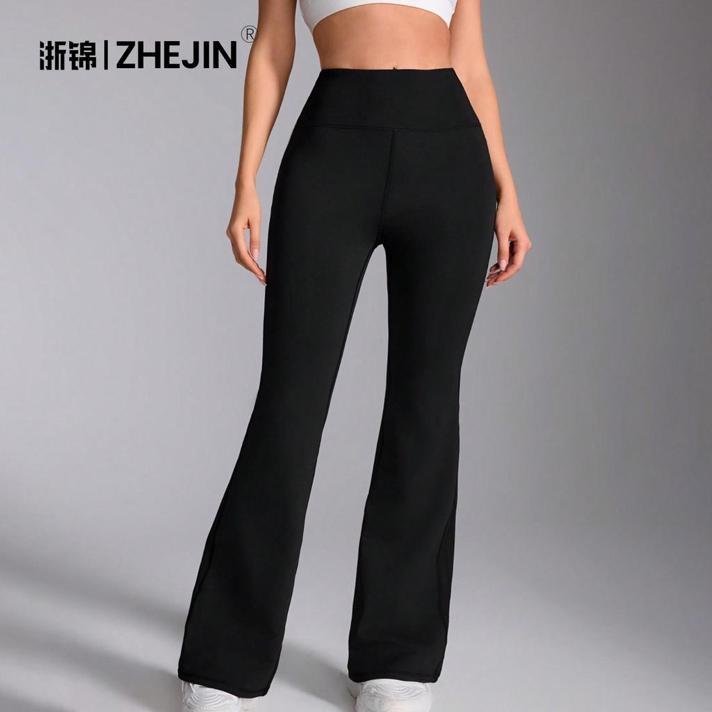 Zhejiang JinEuropean and American Belly and Hip Lift Yoga Pants Women's High Waist Sports Pants Peach Hip Fitness Pants Yoga Trousers Wide Leg Pants