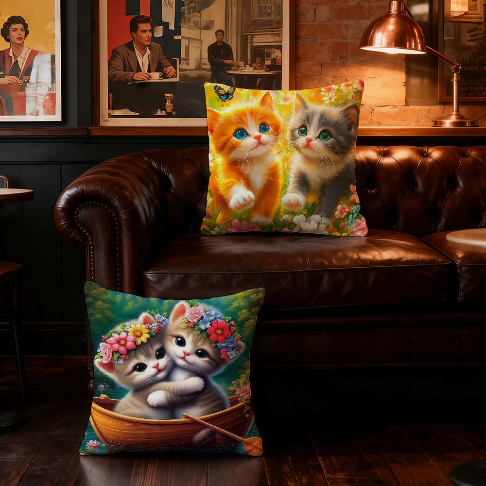 Cute Cat Flower Bird cushion cover Home Bedding Sofa living Room pillowcase Simple Soft Skin Cushion Cover Party Gift
