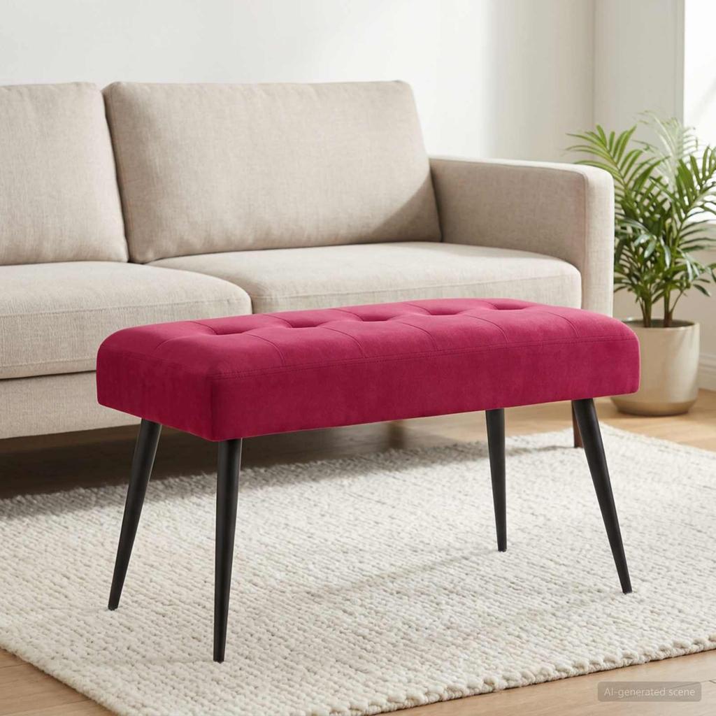 Bench with Button Tufting Wine Red 80 x 40 x 46 cm Velvet