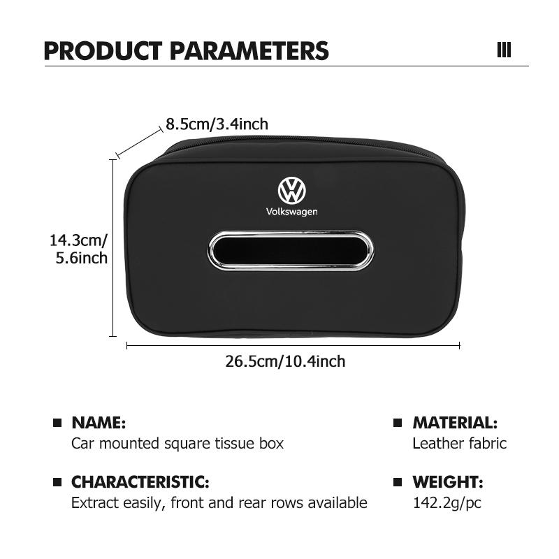 WET1 Car Tissue Box Seat Back Paper Towel Bag Tissue Storage Case For Volkswagen VW Scirocco Jetta Beetle Golf 4 5 6 Passat Polo B5