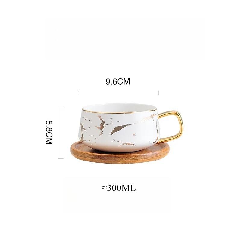 

Nordic Marble Ceramic Coffee Mug Set With Lid Spoon Saucer Creative Couple Cup for Home Office Breakfast Afternoon Tea Gift 301-400ml