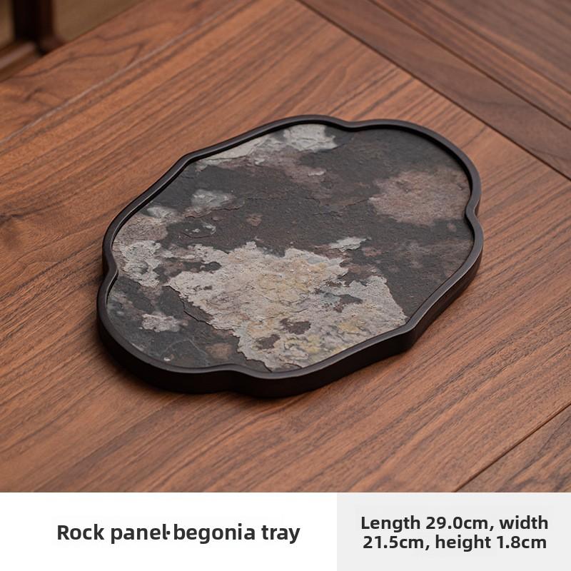 Japanese Style Slate Dry Brewing Tray Zen Tea Plate Pot Stand Storage Container for Home Kung Fu Tea Set Accessories Retro