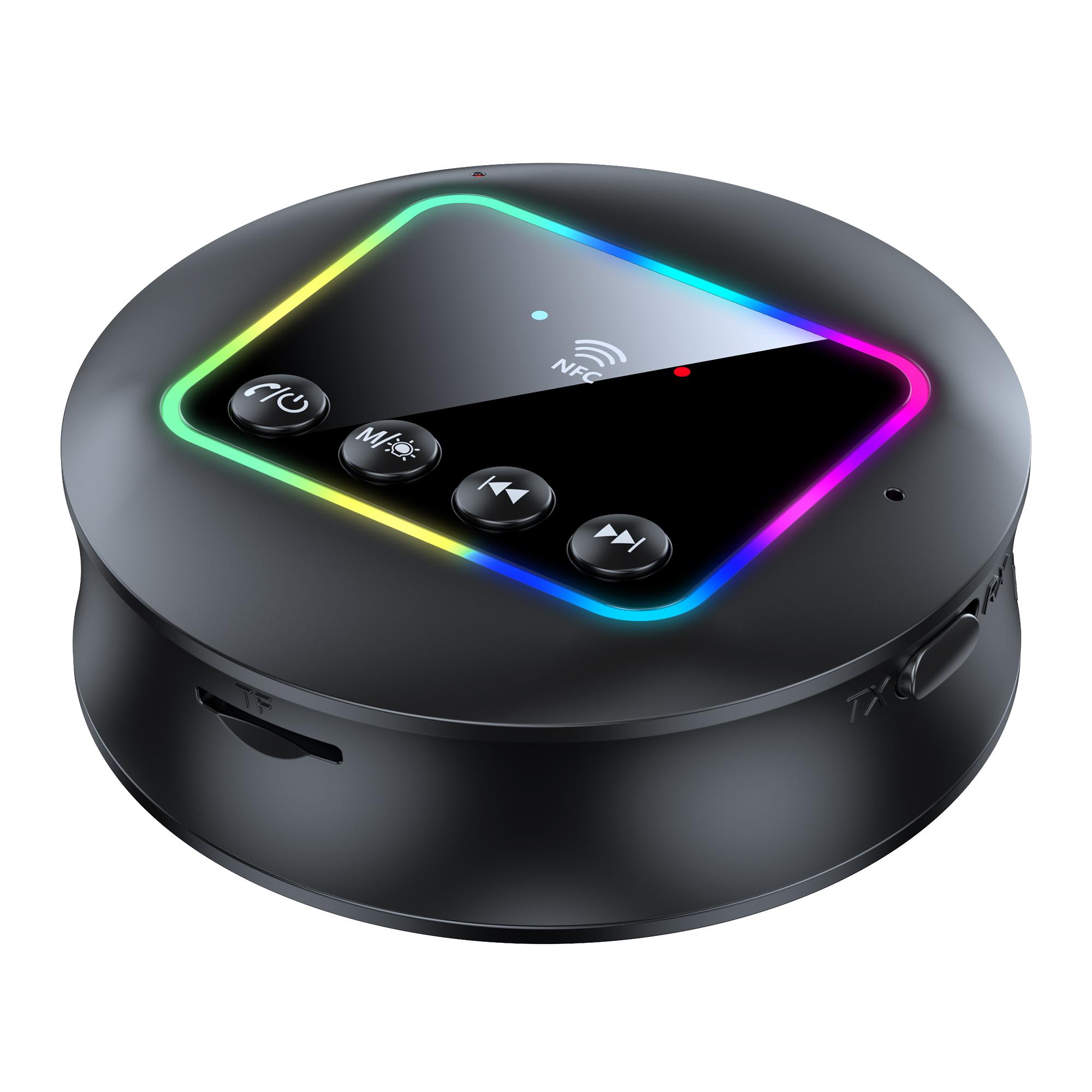 

Беспроводной аудиоадаптер NFC BT 5.4 2 в 1 приемник/передатчик с подсветкой RGB, поддержка карт AUX/RCA/TF Type A