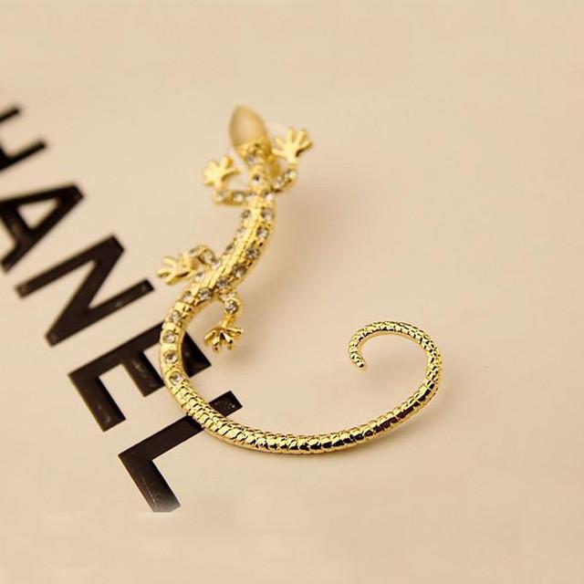 Punk Diamond Fashionable Studded Gecko Lizard Ear Hanging Earrings Women For