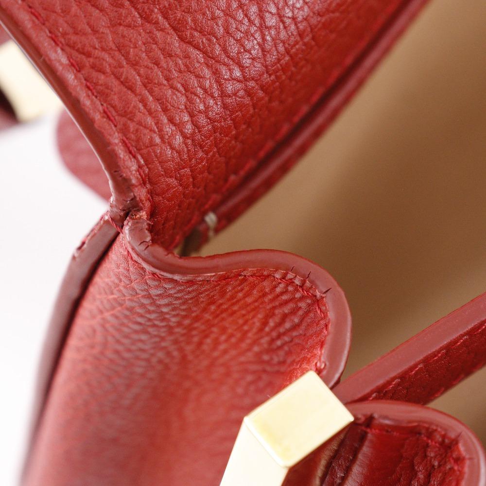 DELVAUX Mutan Shoulder Bag Outlet Red Calfskin Women Used