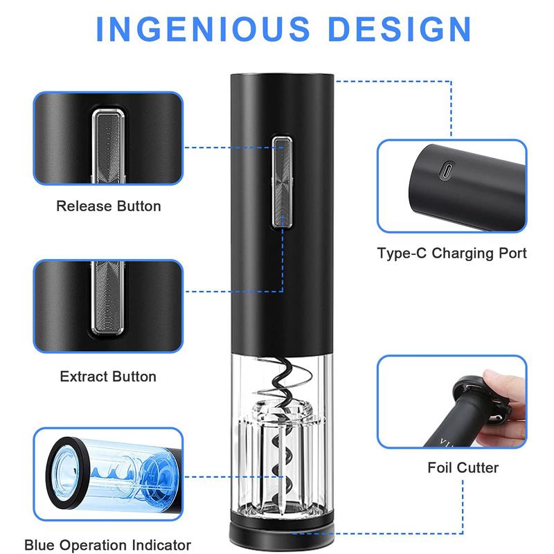 Elektrisches Weinöffner-Set Wiederaufladbares Weinflaschen-Korkenzieher-Entferner-Kit