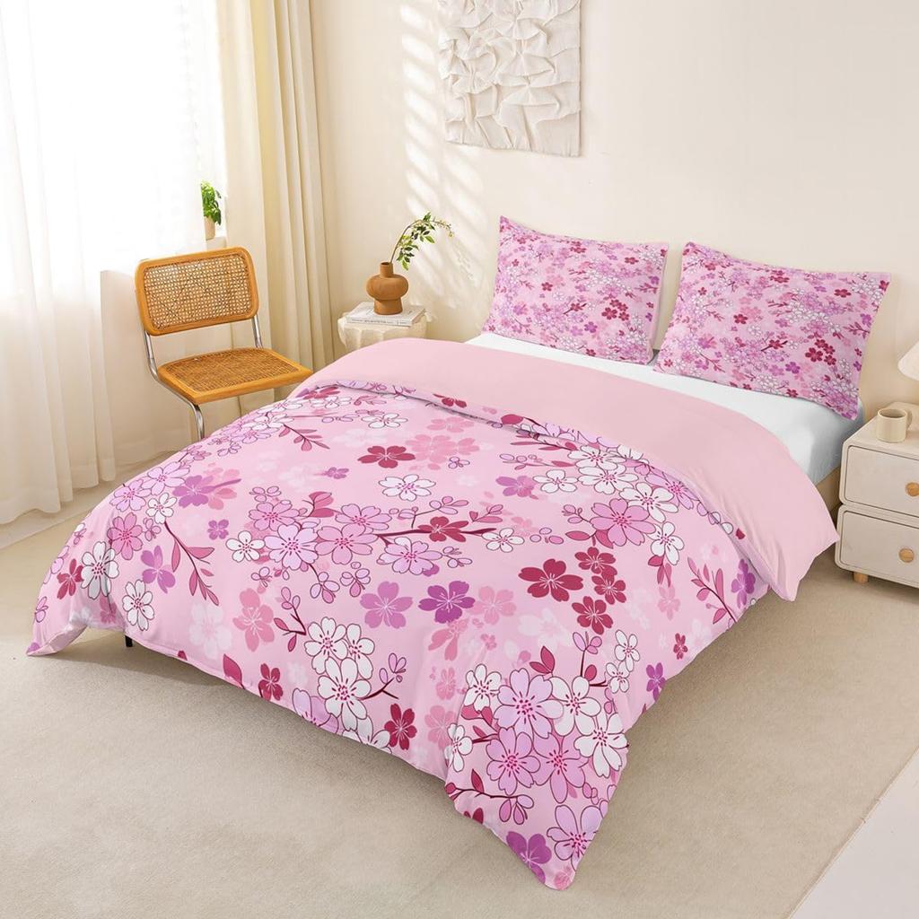Watercolor Garden Floral Duvet Cover Set Botanical Bedding Set Spring Flowers Comforter Cover Rustic Vintage Wildflower Bed Set