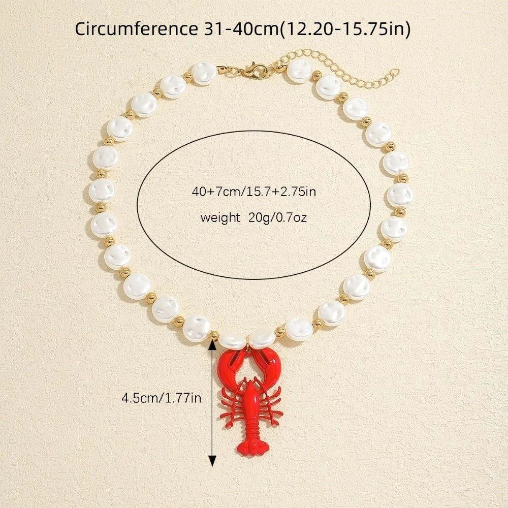 Adjustable Pearl Lobster Necklace Exquisite Lobster Pendant Necklace Clavicle Necklace  Summer
