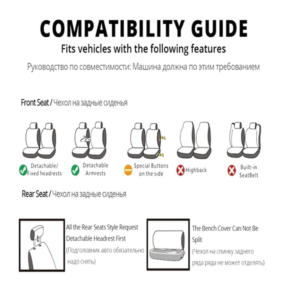 readygohigh Seat Covers for Kei All Set of or Headrest Front Seat Rear Seat Cushion Apron Seat Hook Universal Car for Kei Cars and Standard All Seats