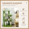 Multi-Level Cat Tree with Hammock, Scratching Post, Ball and Decorative Leaves, 49x49x142 cm, Green
