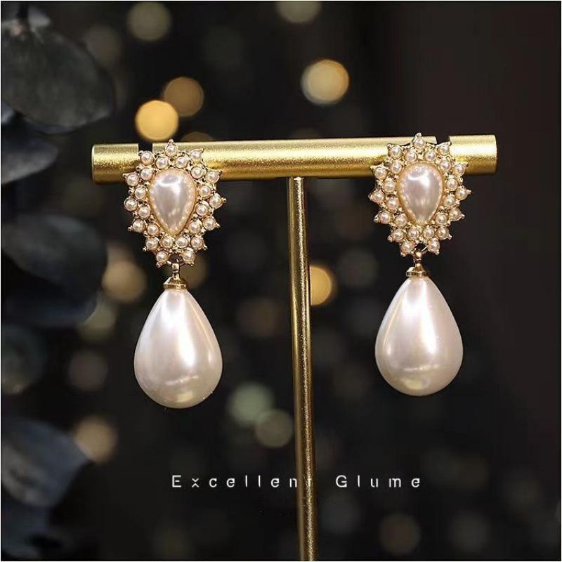 JMXD Vintage French Teardrop Baroque Pearl Earrings Irregular Palace Style Bridal Dangle Wedding Jewelry Elegant Statement Fashion