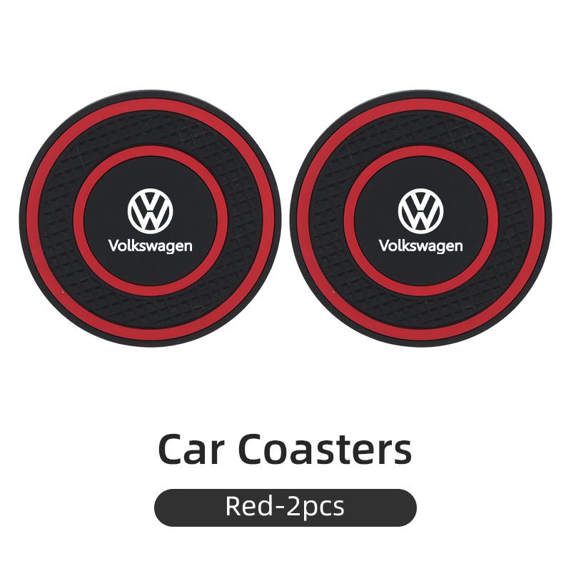 Car-Mounted Silicone Material Double-Ring Water Cup Coaster Anti-slip For VW Passat Golf Tiguan Polo Scirocco Touareg TouranOJ2