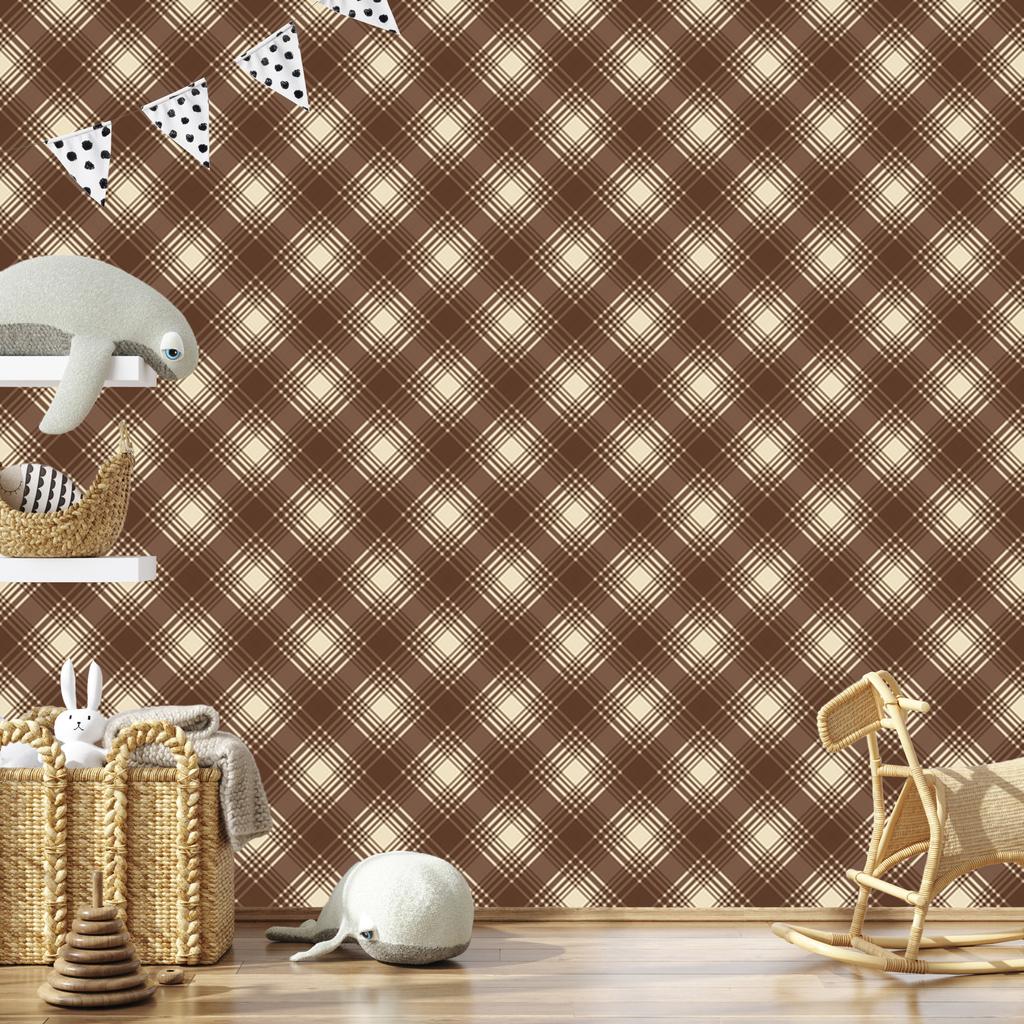 Brown Rust and Orange Checkered Wallpaper for Living Room and Bedroom 50x1000