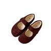 Fleece flat-soled coffee-colored single shoes women's shoes autumn and winter warm cotton shoes Korean version retro word with Mary Jane Mao Mao shoes