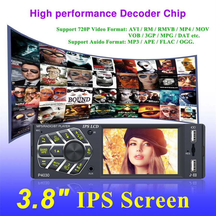Car 3.8" IPS screen Bluetooth RMVB/MP5/Radio/Bluetooth Player FM Radio Support  Micophone