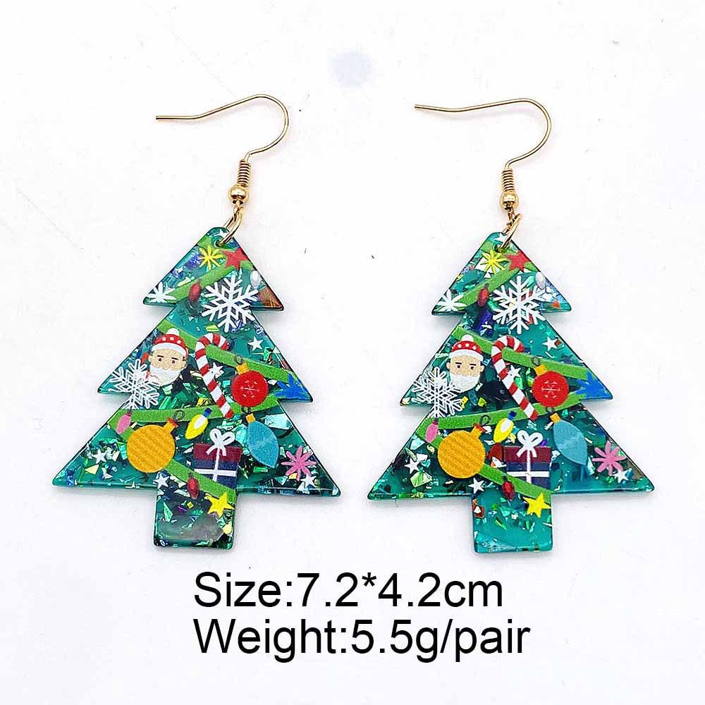 Acrylic Santa Claus & Snowflake Bell Christmas Earrings - European & American Style