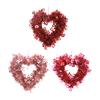 Valentine's Day Heart-shaped Artificial Wreath Indoor Outdoor Front Door Wall Hanging Love Heart Foil Tinsel Garland Wedding Party Decoration Ornament