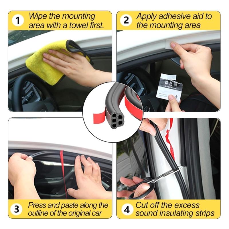 5m/10m/16m/20m Double Layer Trunk Sealer Noise Insulation Weather Stripping Dustproof Car Door Seal 5 Hole Shape