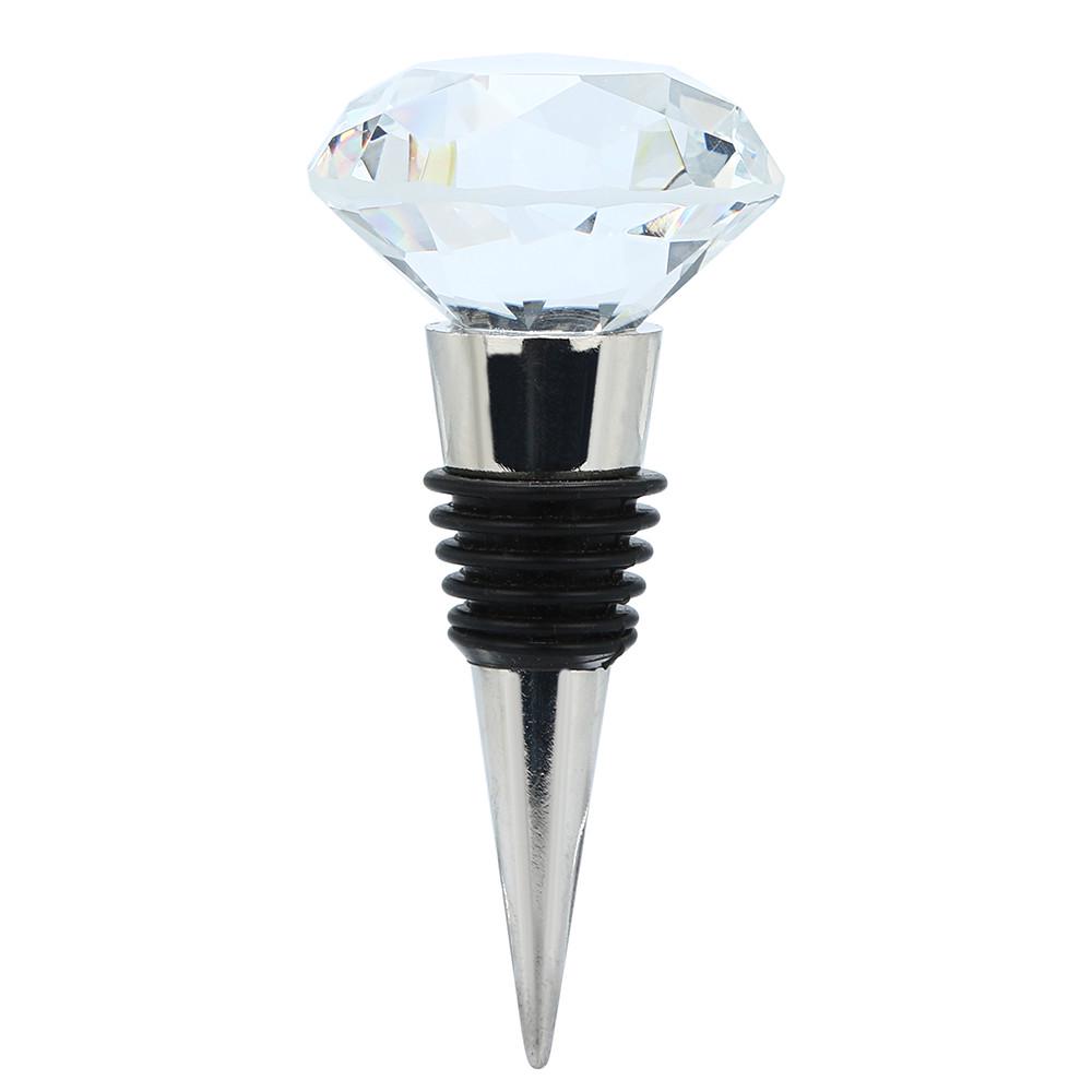 Wine Bar Stainless Steel Wine Bottle Stopper Crystal Pointed Diamond Creative Shape Crystal Pointed Diamond Household Accessory
