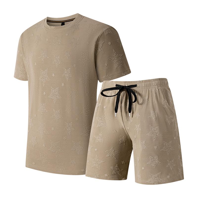 Summer Casual Sports Suit Men's Short Sleeved Lightweight Quick Drying Ice Silk Two-piece Set