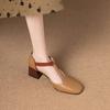 Mature Women Sandals Square Toe High Chunky Heels Shoes Ankle Strap Large Plus Size 47