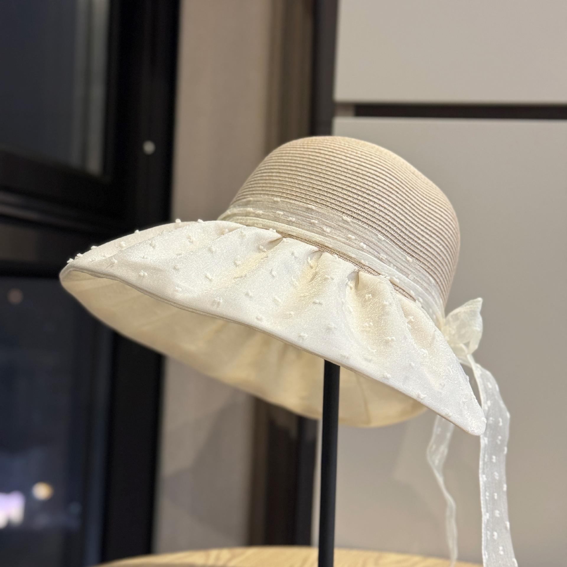 

Japanese-style lace straw hat for women, fashionable and sweet, suitable for outdoor trips in spring and summer, foldable fisherman hat, sun Adult54-60Adjustable бежевый