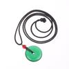 Natural Green Jade Donut Charm Necklace Ice Embellish Green Pendant Necklaces Simple  Jewelry For Women Men Gifts