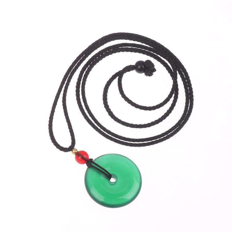 Natural Green Jade Donut Charm Necklace Ice Embellish Green Pendant Necklaces Simple  Jewelry For Women Men Gifts