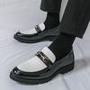 Luxury Designer New Black White Mixed Patent Leather Casual Shoes For Men Loafter Formal Wedding Dress Homecoming Zapatos