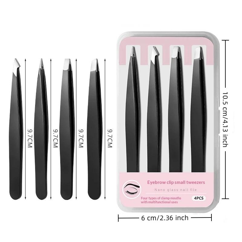Eyebrow Tweezers Set 4 Pcs/Set Stainless Steel Precision Eyebrow Tweezers Professional Makeup Tools For Women & Girls Gift