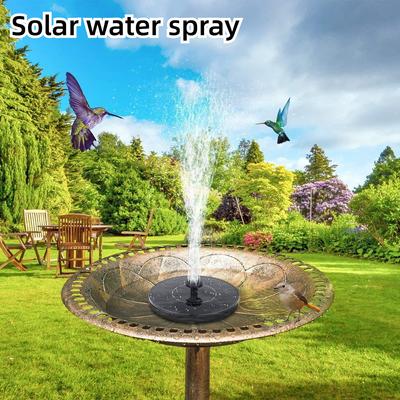 New Garden Decorative Solar Fountain Solar Fountain Pump with 6 Nozzles and 4 Bullbars Bird Bath Fountain 1W/1.4W